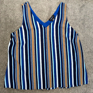 MICHEL Studio vertical stripe sleeveless tank top V neck women's 16